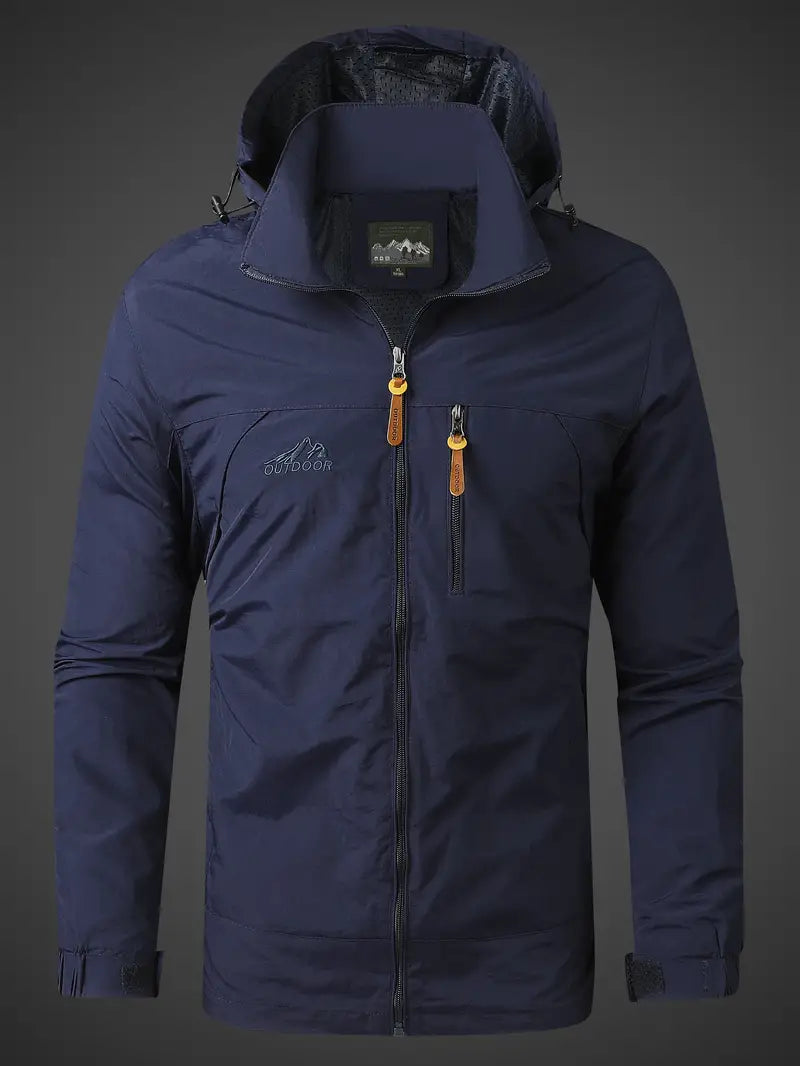 "Wasser- und winddichte Herren Outdoorjacke für alle Jahreszeiten, robust und stilvoll, ideal für Camping und Wandern"