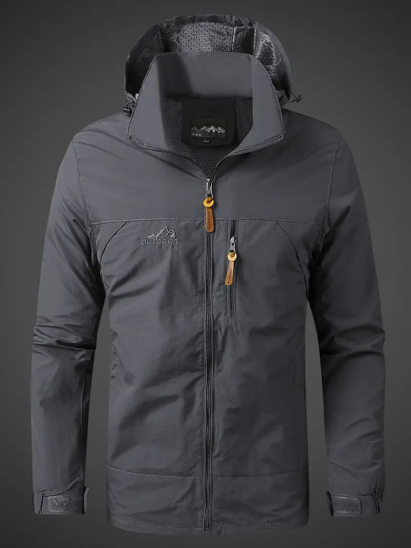"Wasser- und winddichte Herren Outdoorjacke für alle Jahreszeiten, robust und stilvoll, ideal für Camping und Wandern"