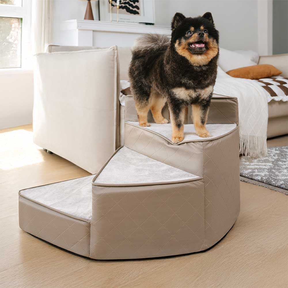 "Wasserabweisende Kunstleder Haustiertreppe StepEase mit spiralförmigem Design, ideal für Möbel, in Blau, Braun, Grau verfügb