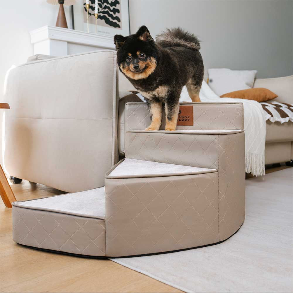 "Wasserabweisende Kunstleder Haustiertreppe StepEase mit spiralförmigem Design, ideal für Möbel, in Blau, Braun, Grau verfügb