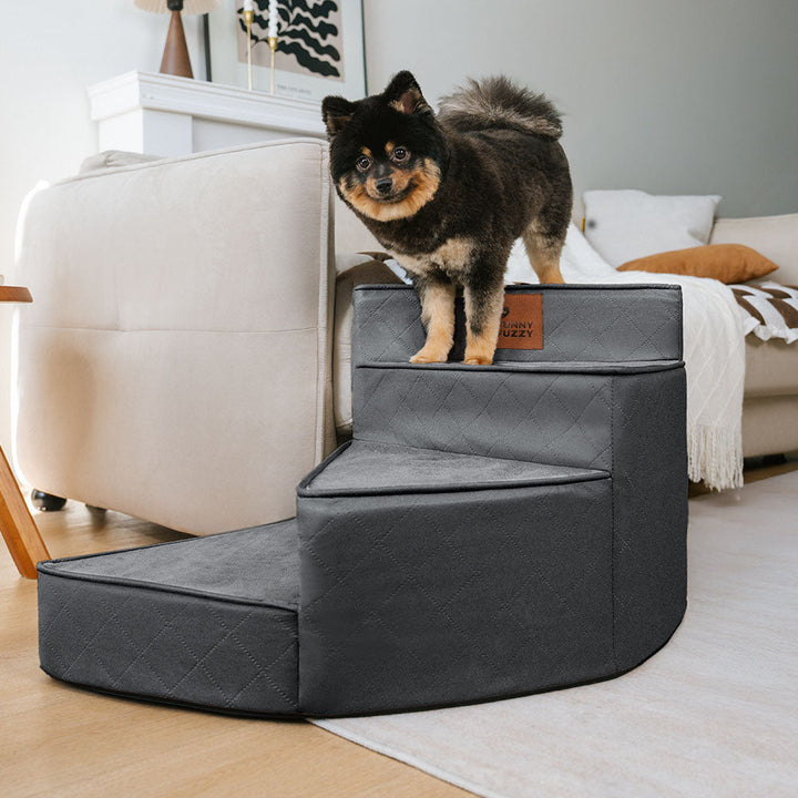 "Wasserabweisende Kunstleder Haustiertreppe StepEase mit spiralförmigem Design, ideal für Möbel, in Blau, Braun, Grau verfügb