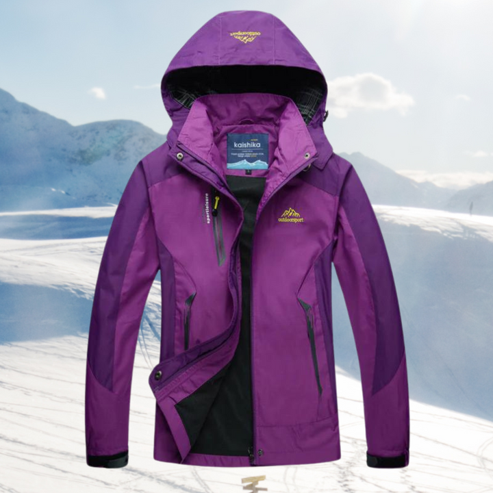 "Wasserdichte Damen Wanderjacke in Blau, stilvolles Design für Outdoor-Abenteuer, komfortable Passform"