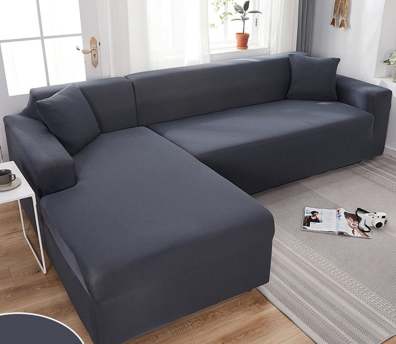 "Wasserdichte dehnbare Bankauflage in Grau, passt nahtlos, schützt vor Schmutz und Feuchtigkeit, ideal für Sofas."