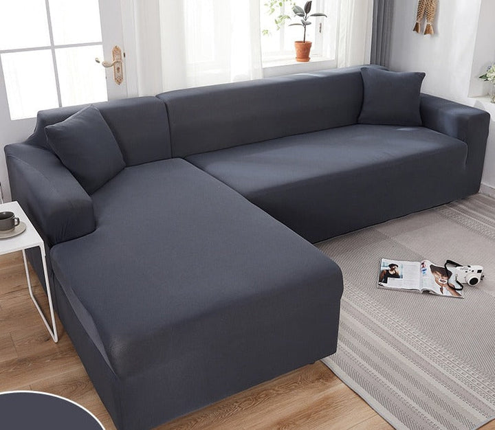 "Wasserdichte dehnbare Bankauflage in Grau, passt nahtlos, schützt vor Schmutz und Feuchtigkeit, ideal für Sofas."
