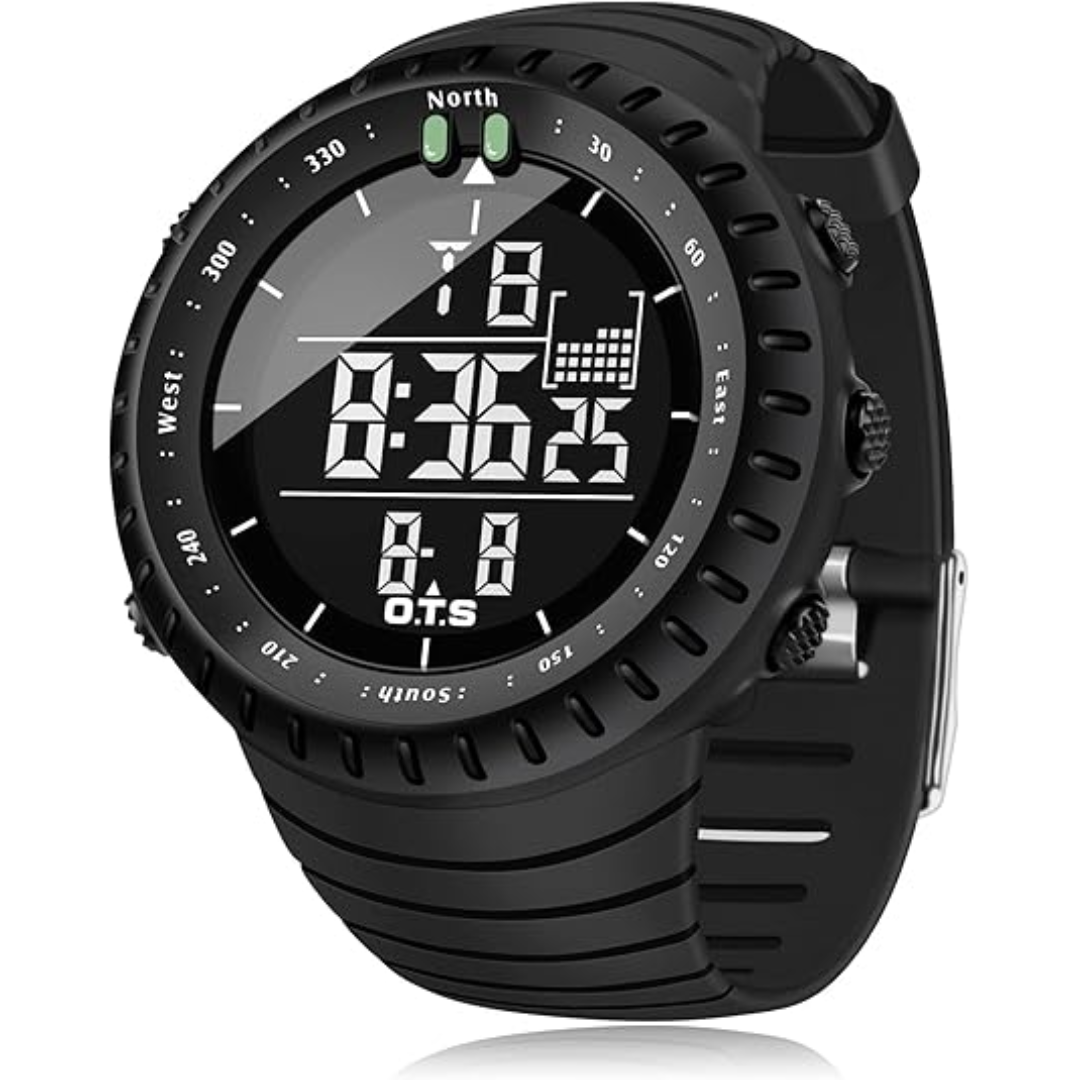 Wasserdichte digitale Herren-Sportuhr mit LED-Display, robustem Design und stoßfest; ideal für Outdoor-Aktivitäten.