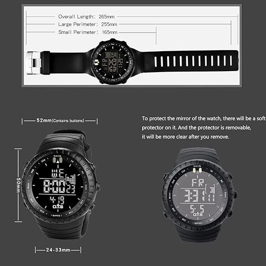 Wasserdichte digitale Herren-Sportuhr mit LED-Display, robustem Design und stoßfest; ideal für Outdoor-Aktivitäten.