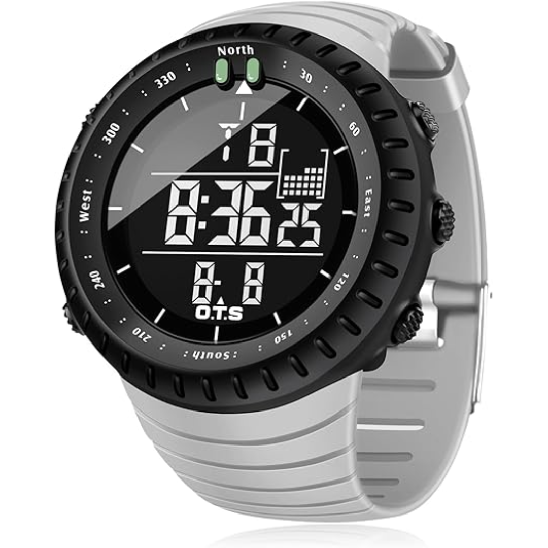 Wasserdichte digitale Herren-Sportuhr mit LED-Display, robustem Design und stoßfest; ideal für Outdoor-Aktivitäten.