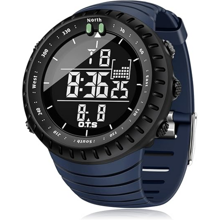 Wasserdichte digitale Herren-Sportuhr mit LED-Display, robustem Design und stoßfest; ideal für Outdoor-Aktivitäten.