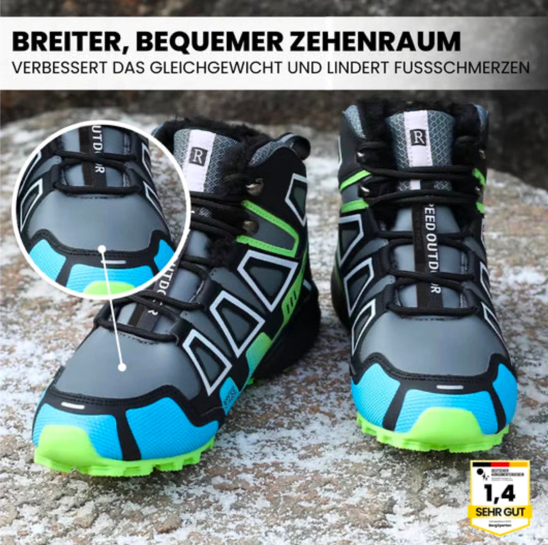 "Wasserdichte, rutschfeste Trekking- und Wanderschuhe, ideal für Outdoor-Abenteuer, leicht und orthopädisch empfohlen."