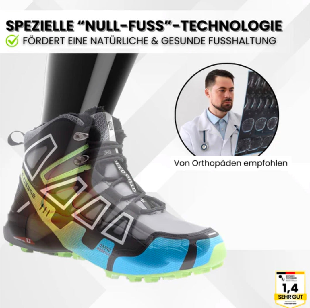"Wasserdichte, rutschfeste Trekking- und Wanderschuhe, ideal für Outdoor-Abenteuer, leicht und orthopädisch empfohlen."