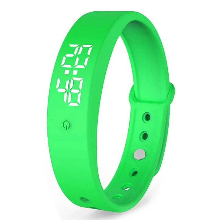 "Wasserdichte Smartwatch mit Temperaturüberwachung, hellblaues Design, geeignet für Fitness und Alltag, zeigt genaue Messwert