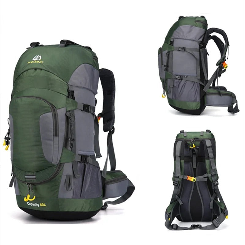 "Wasserdichter 60L Rucksack, robustes Design, geräumig, ergonomisch, ideal für Outdoor-Abenteuer und Reisen"