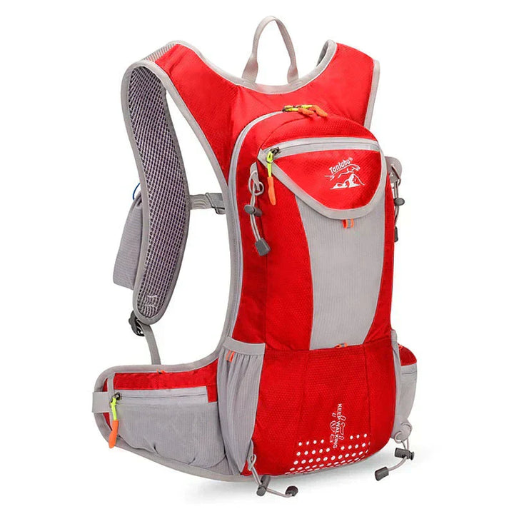 "Wasserdichter blauer Outdoor-Rucksack mit 2L Wasserblase, leicht und verstellbar, ideal für Abenteuer und Sport."