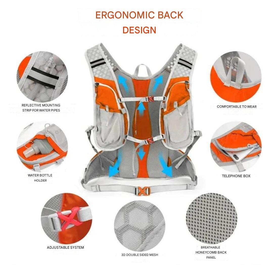 "Wasserdichter blauer Outdoor-Rucksack mit 2L Wasserblase, leicht und verstellbar, ideal für Abenteuer und Sport."