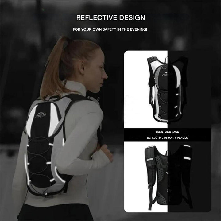 "Wasserdichter blauer Outdoor-Rucksack mit 2L Wasserblase, leicht und verstellbar, ideal für Abenteuer und Sport."