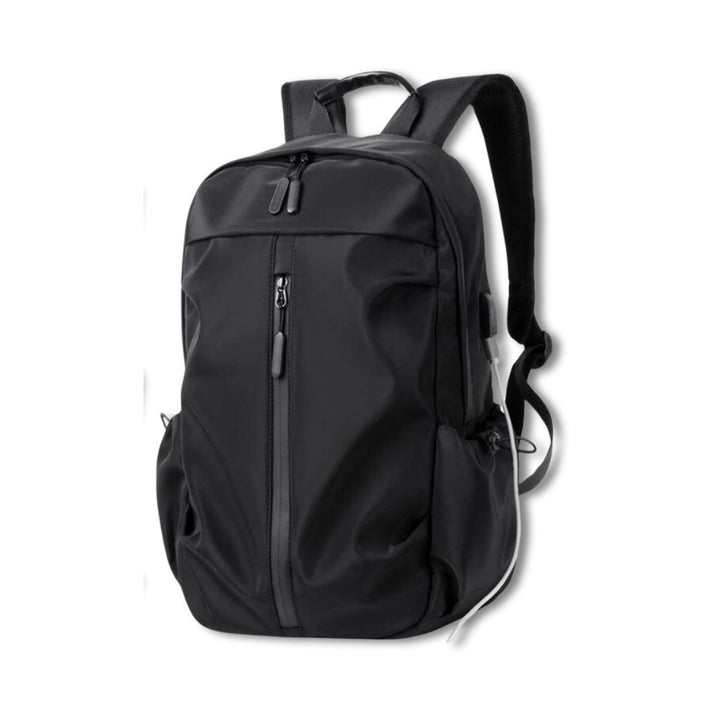"Wasserdichter Rucksack mit USB-Anschluss, grau, ideal für Reisen, wetterresistent, geräumig für Laptops bis 17,3 Zoll."