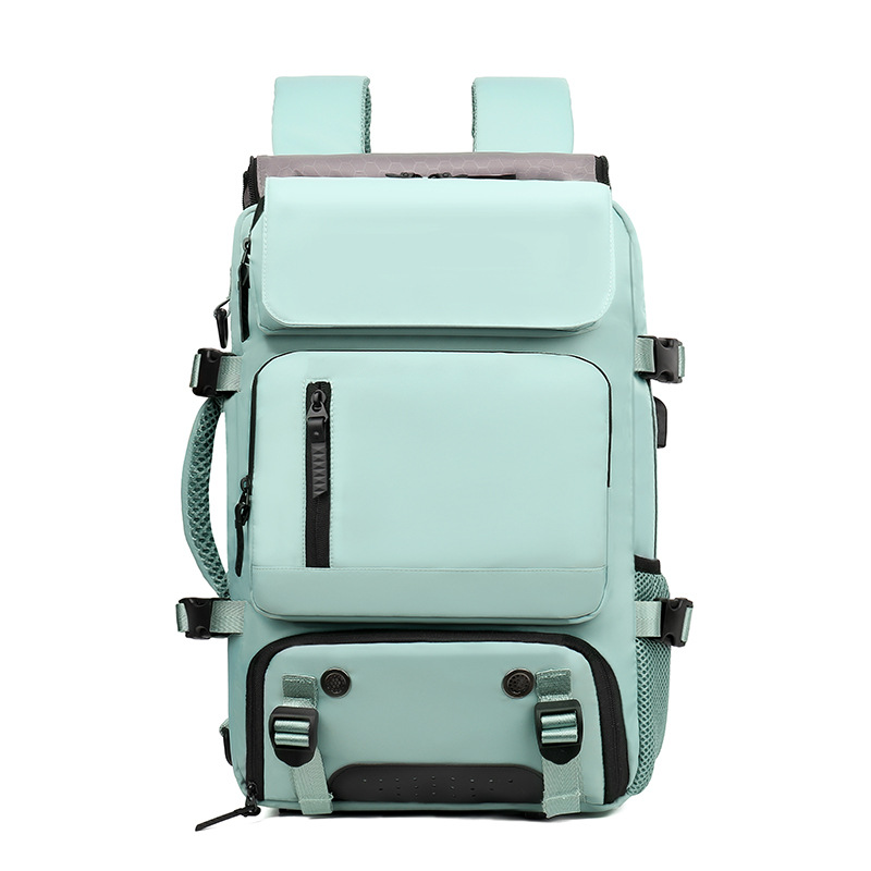 Wasserdichter, vielseitiger Reiserucksack, groß mit Laptop- und Schuhfach, dunkelgrün/grün, perfekt für Abenteuer.