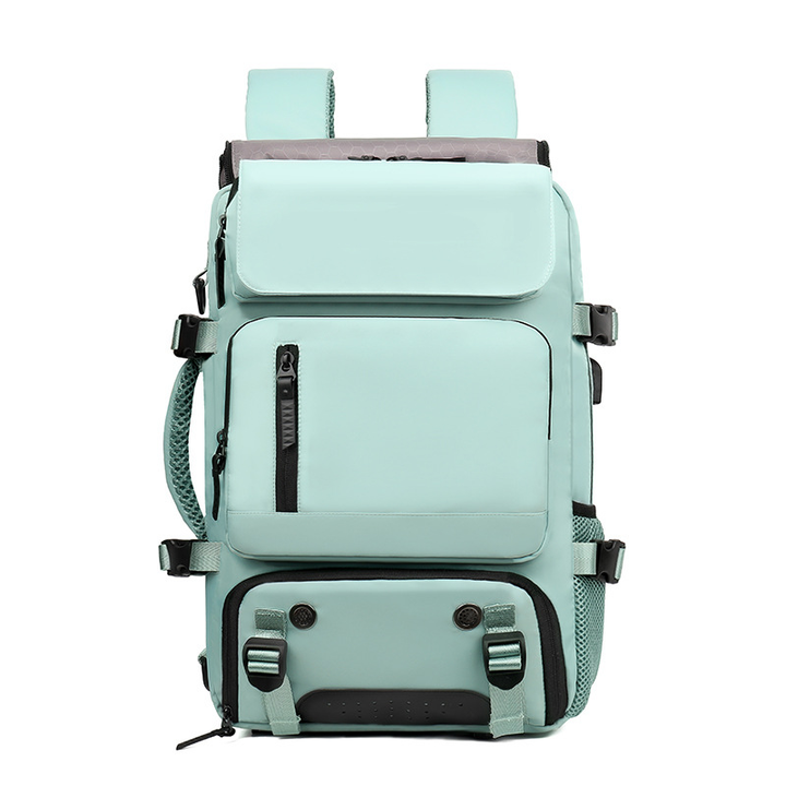 Wasserdichter, vielseitiger Reiserucksack, groß mit Laptop- und Schuhfach, dunkelgrün/grün, perfekt für Abenteuer.