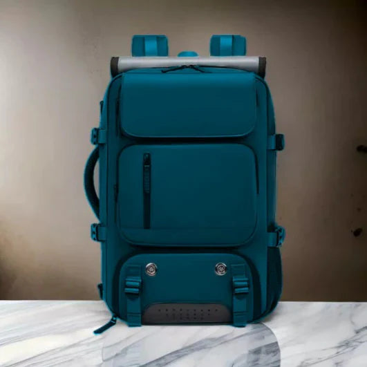 Wasserdichter, vielseitiger Reiserucksack, groß mit Laptop- und Schuhfach, dunkelgrün/grün, perfekt für Abenteuer.
