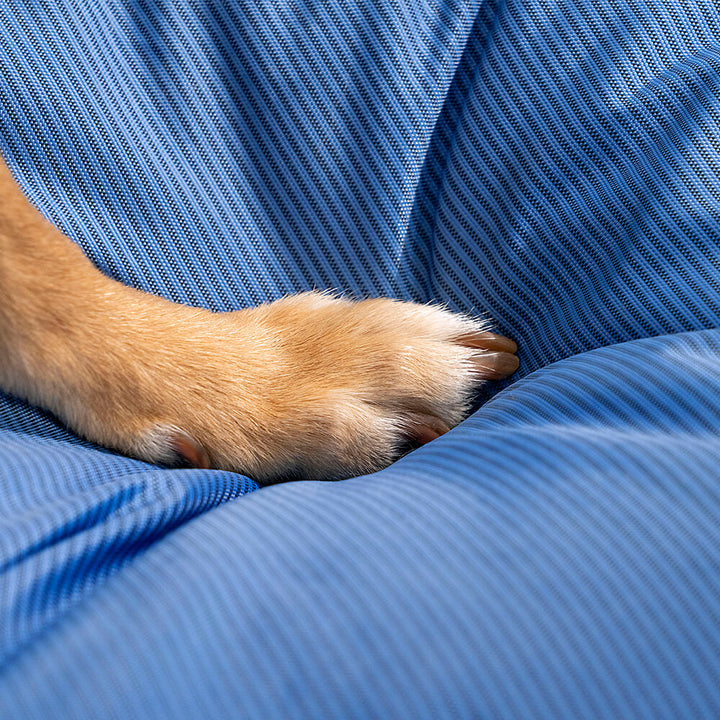 Wasserfestes Hundebett, orthopädisch, großes Modell, graues Material, mit erhöhter Kante für komfortable Kopfstütze
