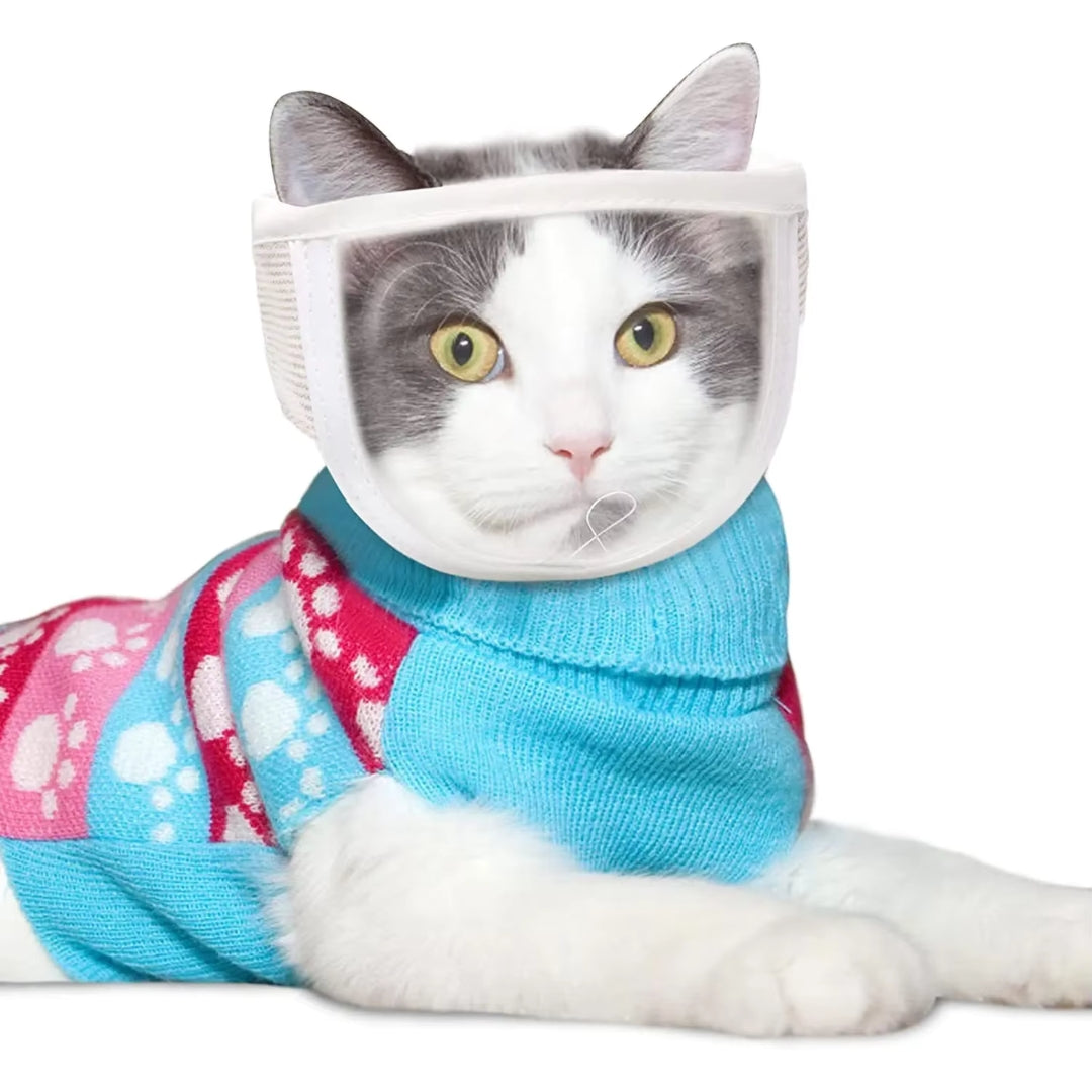 Weiche, verstellbare Katzen Halskrause Maske für optimalen Schutz; verhindert Kratzer, mit atmungsaktivem Stoff.