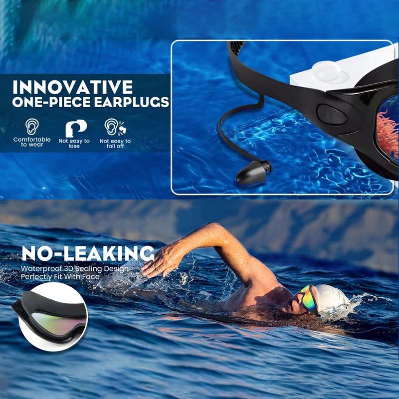 Weitwinkel-Schwimmbrille mit Antibeschlag, ergonomisches Design, großes Sichtfeld, ideal für Erwachsene, Unisex-Look.