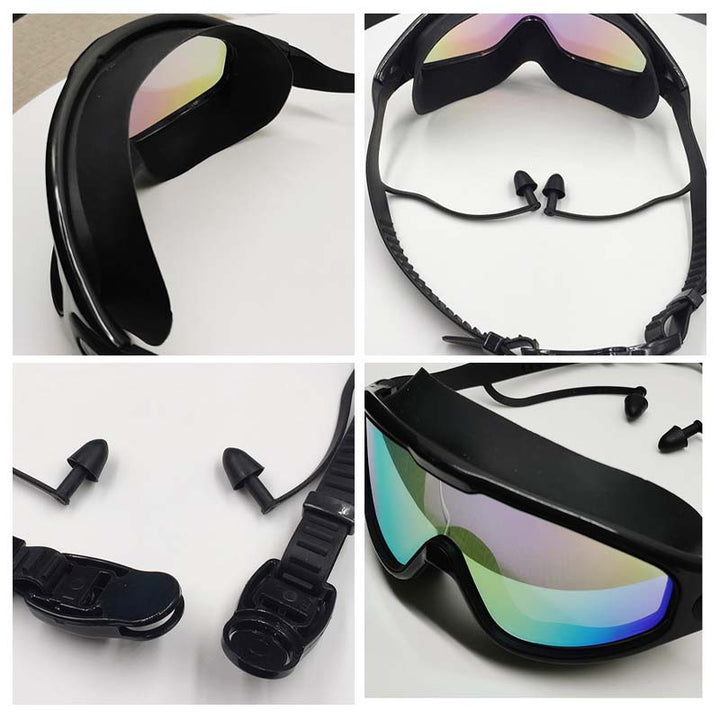 Weitwinkel-Schwimmbrille mit Antibeschlag, ergonomisches Design, großes Sichtfeld, ideal für Erwachsene, Unisex-Look.