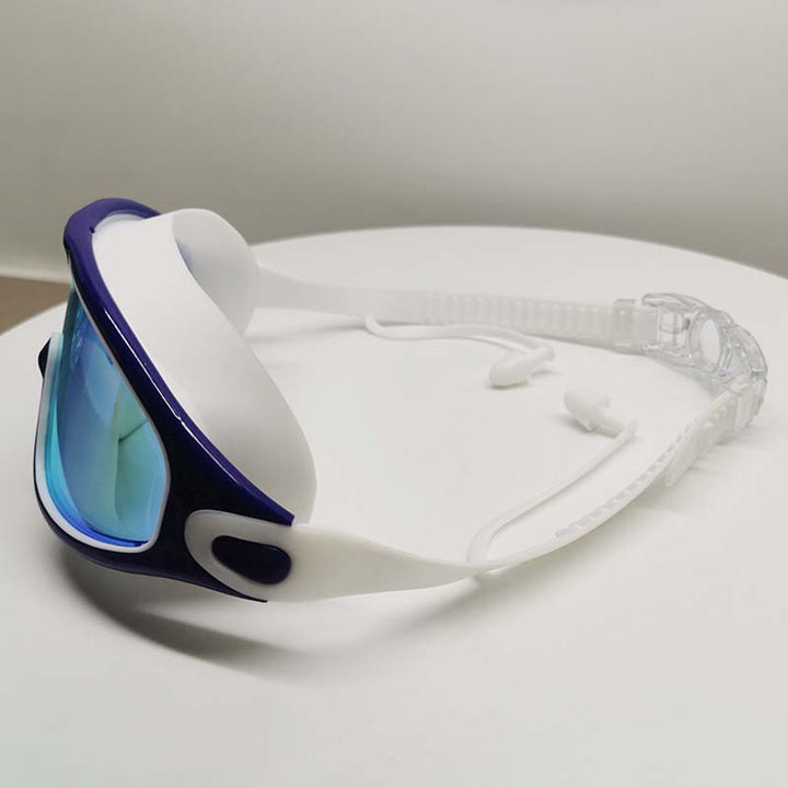 Weitwinkel-Schwimmbrille mit Antibeschlag, ergonomisches Design, großes Sichtfeld, ideal für Erwachsene, Unisex-Look.