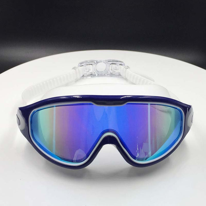 Weitwinkel-Schwimmbrille mit Antibeschlag, ergonomisches Design, großes Sichtfeld, ideal für Erwachsene, Unisex-Look.