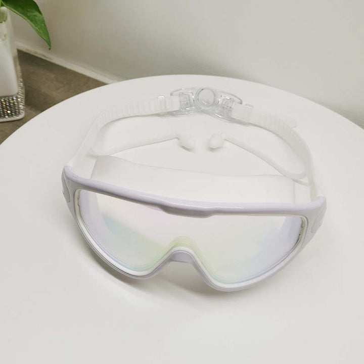 Weitwinkel-Schwimmbrille mit Antibeschlag, ergonomisches Design, großes Sichtfeld, ideal für Erwachsene, Unisex-Look.