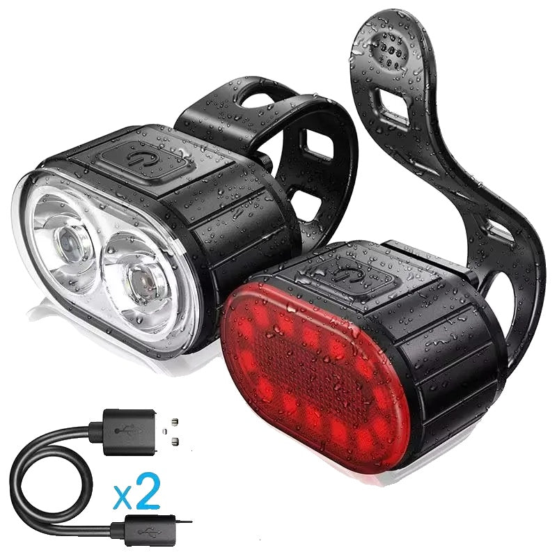 "Wiederaufladbare superhelle Fahrradlichter, IPX4 wasserfest, kompakt designte LEDs für Tag- und Nachtfahrten per USB."