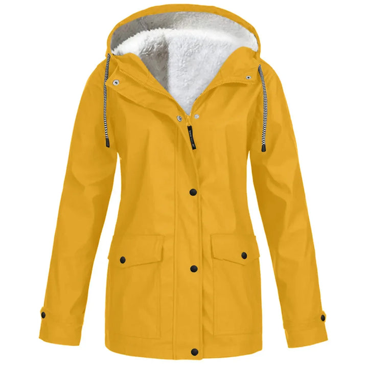 "Wind- und wasserdichte Damen-Outdoor-Jacke mit Kapuze, Fleece-Futter, in Armee Grün, für Camping & Hiking geeignet"