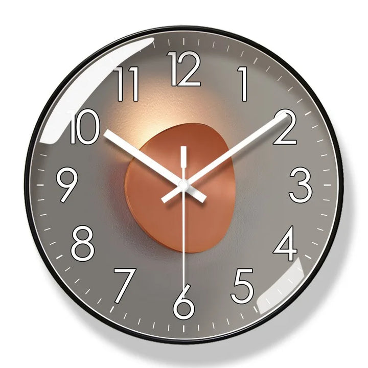 "ZeitSchön Designer Wanduhr, elegantes Design in Schwarz, kreisförmig, aus Kunststoff und Glas, für stilvolle Innenräume."