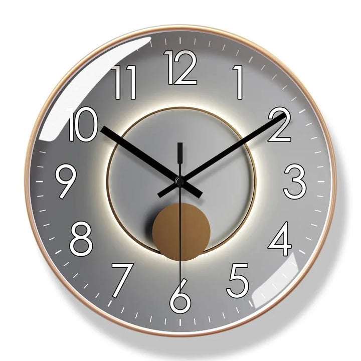 "ZeitSchön Designer Wanduhr, elegantes Design in Schwarz, kreisförmig, aus Kunststoff und Glas, für stilvolle Innenräume."